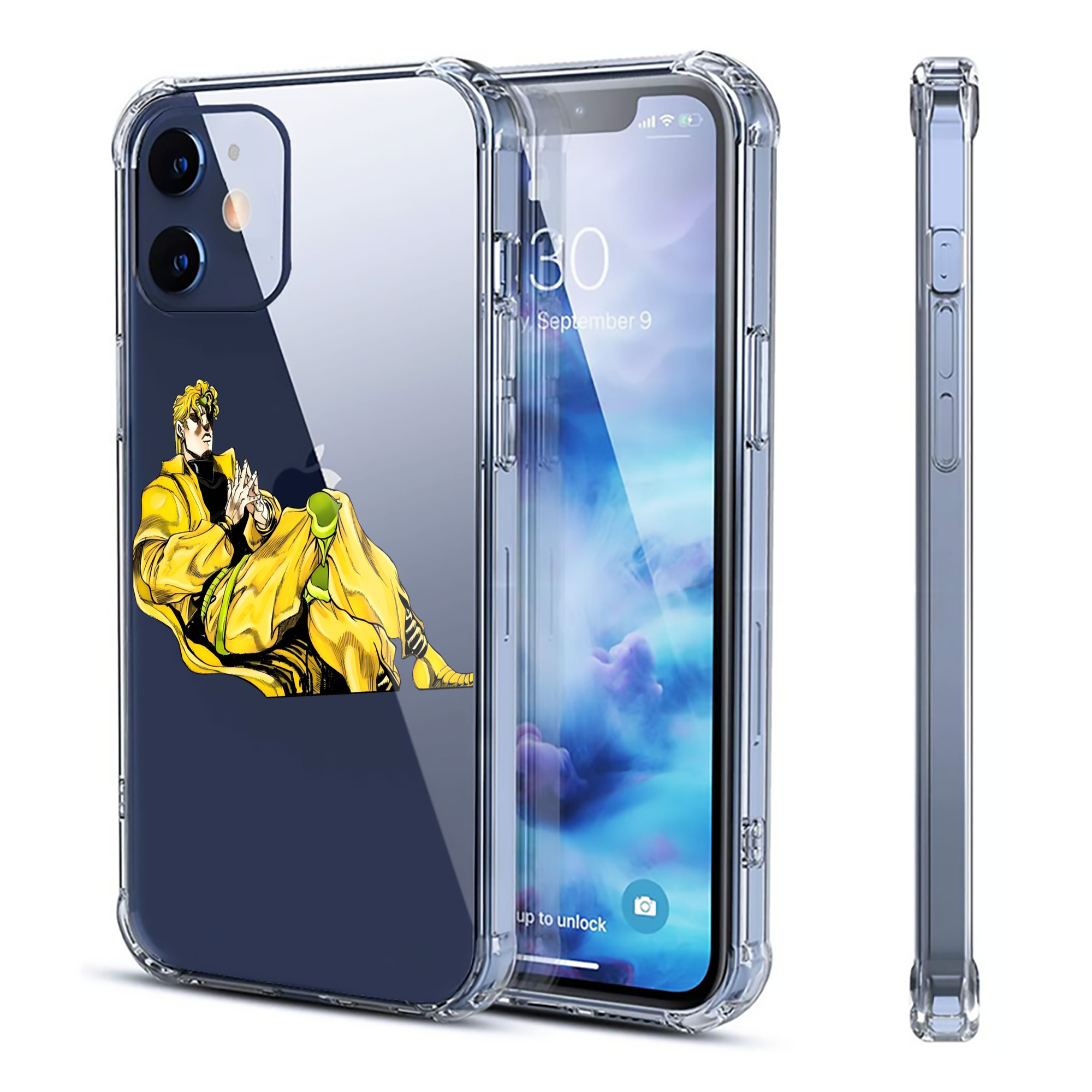 （画像用） ジョジョの奇妙な冒険 ディオ?ブランドー JoJo's Bizarre Adventure Dio Brando 【iPhone 12シリーズ対応】透明スマホケース（クリアソフトケース）